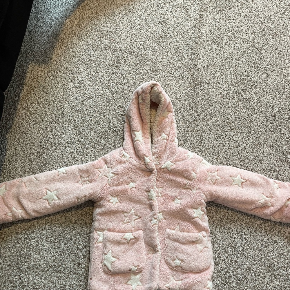 Pink Star Pattern Kids Puffer Jacket